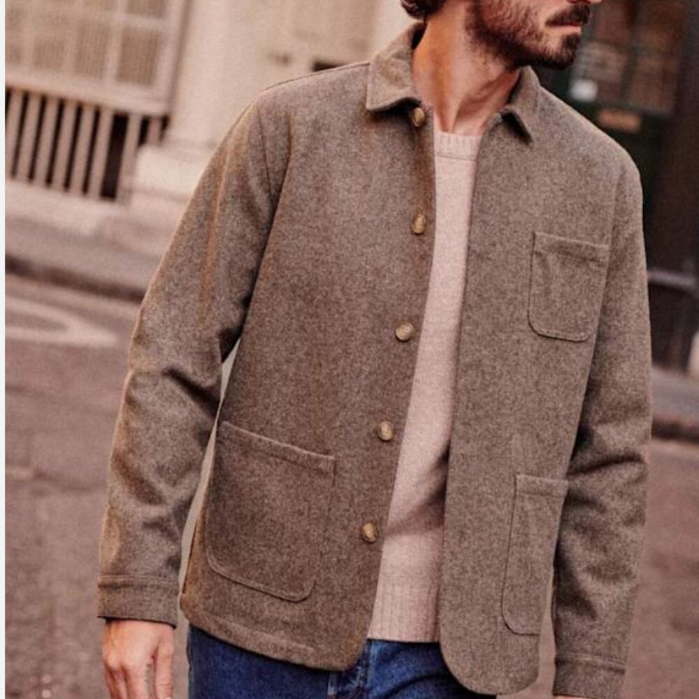 Sezane Octobre Edition Men's Nelson Beige 100% Wool Jacket